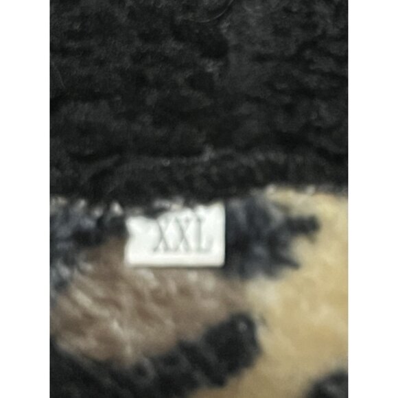 Leopard Print & Black Sherpa Fleece Half Zip Pullover Hoodie XXL Fits like L-XL - Picture 5 of 9